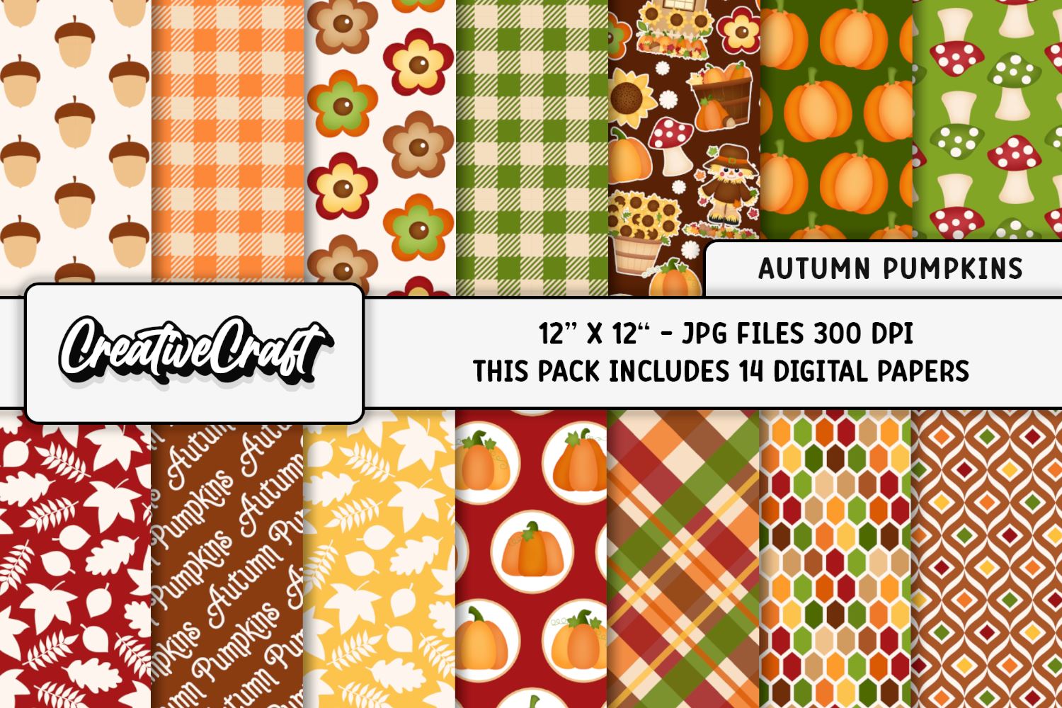 Autumn Fall Digital Papers, scrapbook backgrounds designs thanksgiving