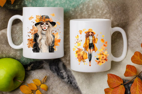 Autumn Fashion Girl Sublimation Clipart Bundle SVG Regulrcrative 