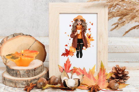 Autumn Fashion Girl Sublimation Clipart Bundle SVG Regulrcrative 
