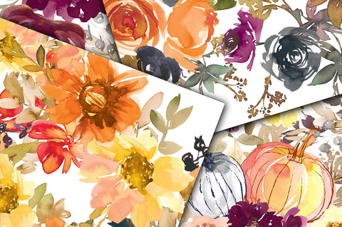 Autumn Floral Digital Papers Digital Pattern Old Market 