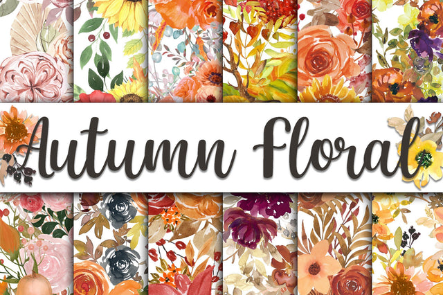 Autumn Floral Digital Papers Digital Pattern Old Market 