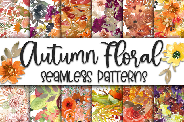 Autumn Floral Digital Papers - Seamless Patterns Digital Pattern Old Market 
