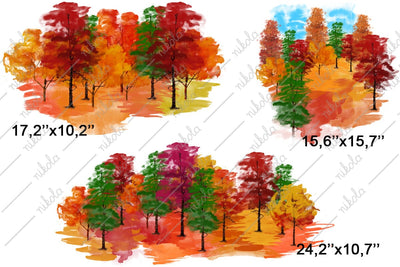 Autumn Forest Watercolor Fall Landscape Sublimation PNG SVG nikola 