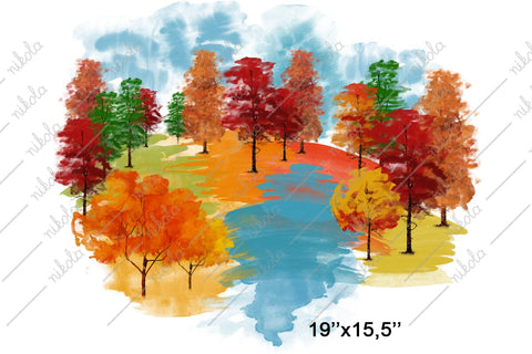 Autumn Forest Watercolor Fall Landscape Sublimation PNG SVG nikola 