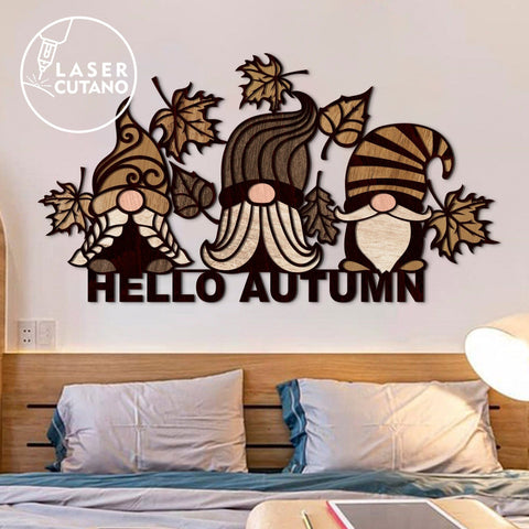 AUTUMN GHNOMES Wood Cut and Paper Cut Template SVG LaserCutano 
