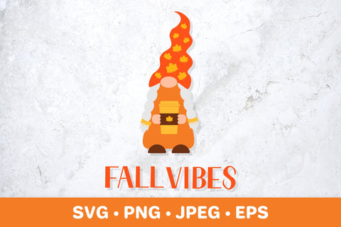 Autumn girl gnome SVG. Fall vibes quote SVG LaBelezoka 