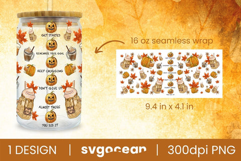 Autumn Glass Can | PNG | 16 Oz Libbey Glass Sublimation SvgOcean 