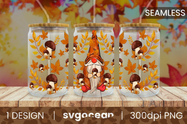Autumn Gnome Can Glass | Beer Can | 16 Oz Libbey Glass SVG SvgOcean 