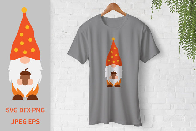 Autumn gnome. Cute fall gnome holding acorn SVG LaBelezoka 