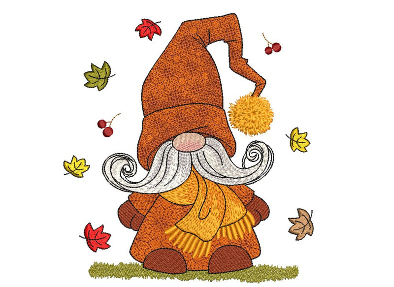 Autumn Gnome Embroidery Design, 3 sizes, Instant Download Embroidery/Applique DESIGNS Nino Nadaraia 