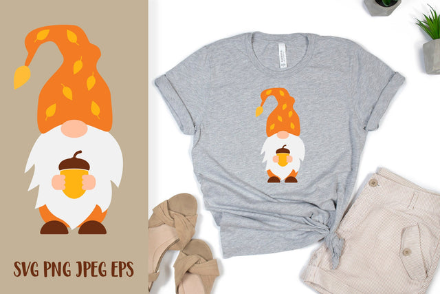 Autumn gnome holding acorn. Thanksgiving gnome SVG SVG LaBelezoka 