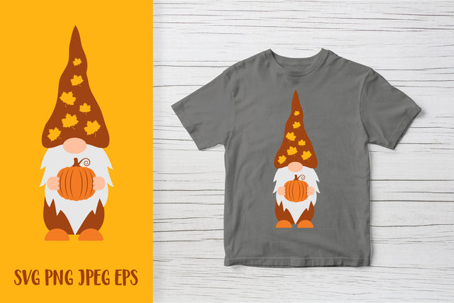 Autumn gnome holding pumpkin. Gnome Thanksgiving SVG SVG LaBelezoka 