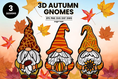 Autumn Gnome Layered Svg Bundle SVG SvgOcean 