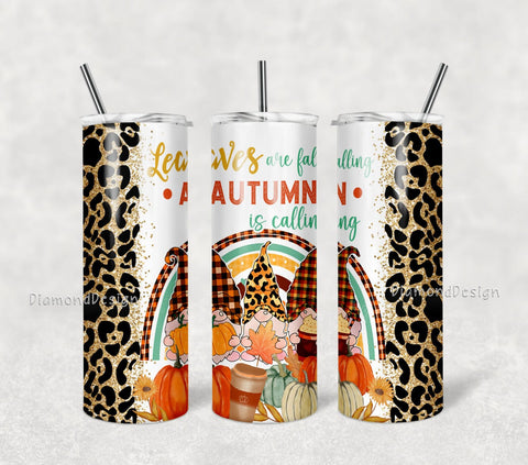 Autumn Gnome Pumphins 20 Oz skinny Tumbler wrap Png, Merry Christmas Png, Glitter Christmas Tumbler Png Download Sublimation DiamondDesign 