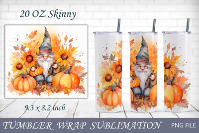 Autumn gnome tumbler, 20 oz fall wrap, Thanksgiving png sublimation Sublimation AnastasiyaArtDesign 