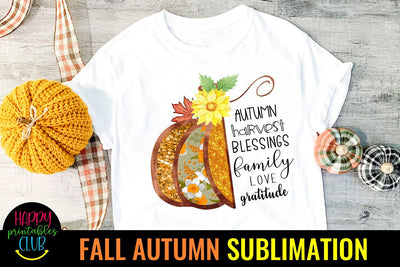 Autumn Harvest Blessings Family -Fall Autumn Sublimation PNG Sublimation Happy Printables Club 