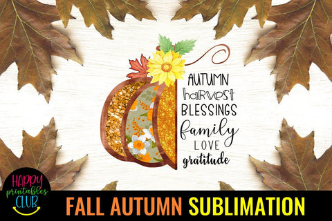 Autumn Harvest Blessings Family -Fall Autumn Sublimation PNG Sublimation Happy Printables Club 
