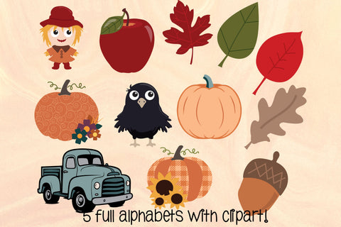 Autumn Harvest Doodle Letters PNG, Fall Alpha Bundle Sublimation Crafty Mama Studios 