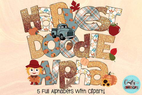 Autumn Harvest Doodle Letters PNG, Fall Alpha Bundle Sublimation Crafty Mama Studios 