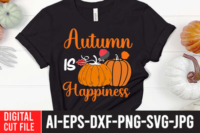 Autumn is Happiness SVG Cut File , Thanksgiving SVG Quotes , Thanksgiving SVG Design , Fall SVG Design, Autumn SVG Cut File SVG BlackCatsMedia 
