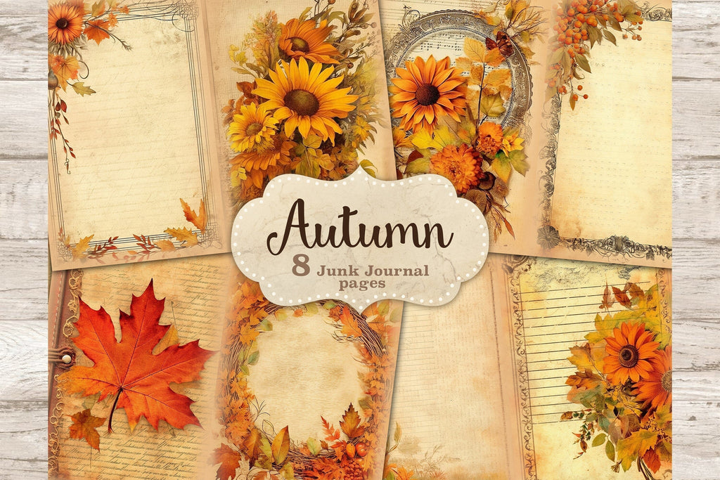 Autumn Junk Journal Pages | Fall Digital Art - So Fontsy