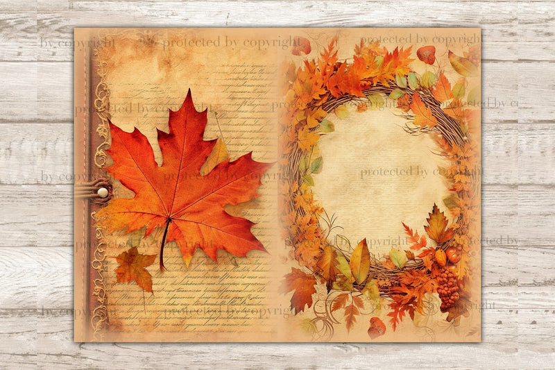 Autumn Junk Journal Pages | Fall Digital Art - So Fontsy