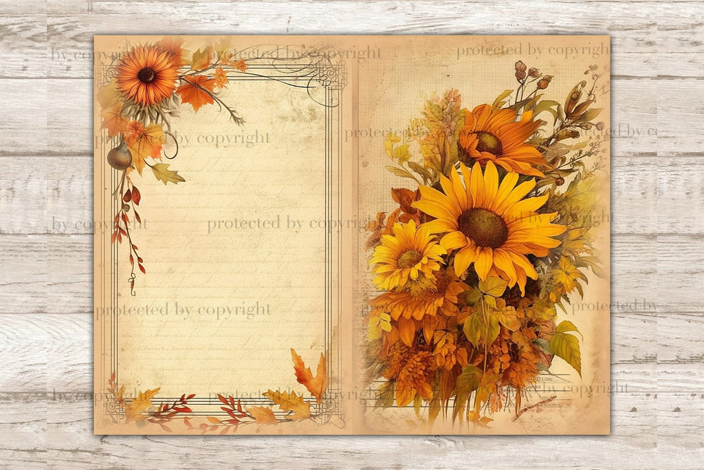 Autumn Junk Journal Pages | Fall Digital Art - So Fontsy
