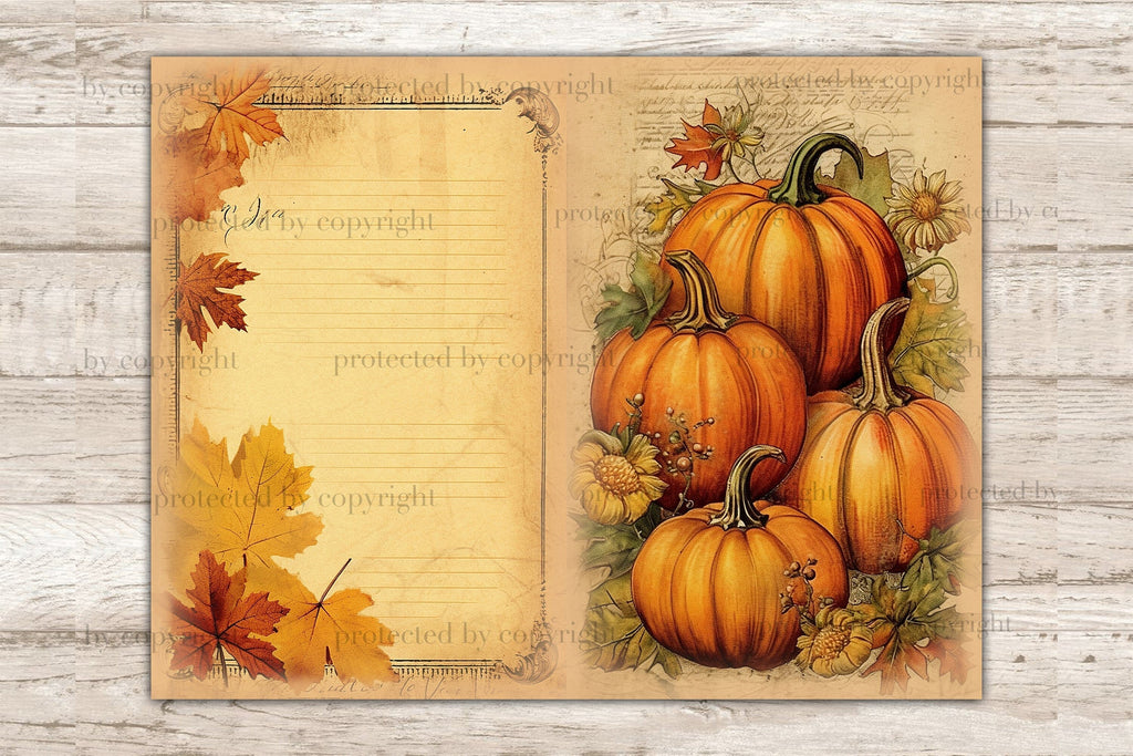 Autumn Junk Journal Pages | Fall Digital Art - So Fontsy