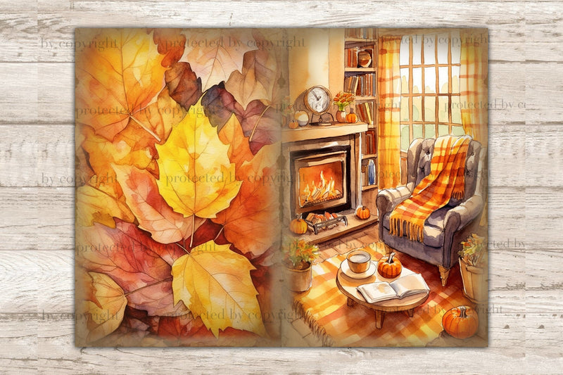 Autumn Junk Journal Paper | Fall Printable Journal - So Fontsy