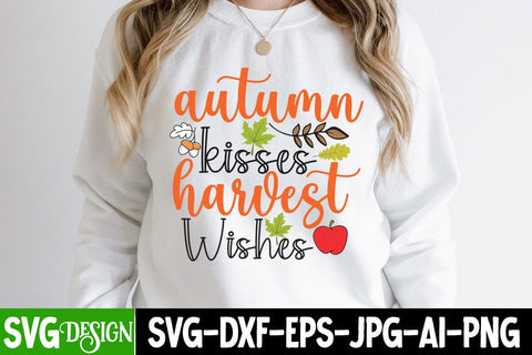 Autumn Kisses Harvest Wishes SVG Cut File, Autumn Kisses Harvest Wishes SVG Quotes, Autumn Kisses Harvest Wishes Sublimation , Fall Farmhouse SVG Cut File , Fall Farmhouse SVG Quotes , Fall SVG Cut File, Autumn SVG Cut File,Fall Sublimation PNG SVG BlackCatsMedia 
