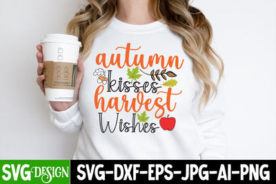 Autumn Kisses Harvest Wishes SVG Cut File, Autumn Kisses Harvest Wishes SVG Quotes, Autumn Kisses Harvest Wishes Sublimation , Fall Farmhouse SVG Cut File , Fall Farmhouse SVG Quotes , Fall SVG Cut File, Autumn SVG Cut File,Fall Sublimation PNG SVG BlackCatsMedia 