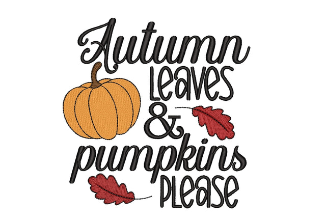 Autumn Leaves and Pumpkins Embroidery Design Embroidery/Applique DESIGNS Nino Nadaraia 