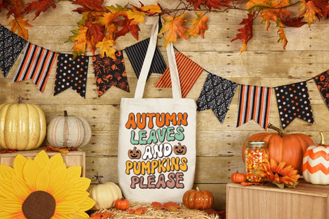 Autumn Leaves and Pumpkins Please, Retro Fall PNG Sublimation CraftLabSVG 