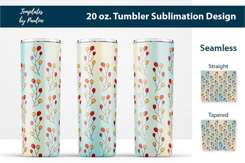 Autumn Leaves Doodle Seamless 20 oz Tumbler Sublimation Wrap Sublimation Templates by Pauline 