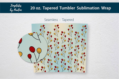 Autumn Leaves Doodle Seamless 20 oz Tumbler Sublimation Wrap Sublimation Templates by Pauline 
