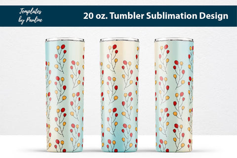 Autumn Leaves Doodle Seamless 20 oz Tumbler Sublimation Wrap Sublimation Templates by Pauline 