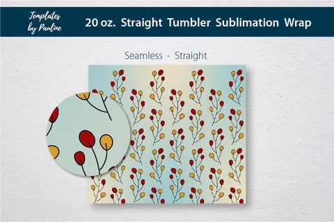 Autumn Leaves Doodle Seamless 20 oz Tumbler Sublimation Wrap Sublimation Templates by Pauline 