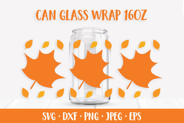Autumn Leaves Glass Can Wrap SVG. Fall Can Glass Design SVG LaBelezoka 