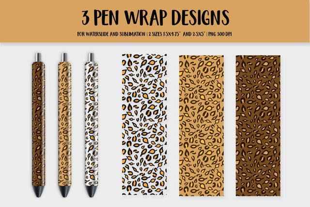 Autumn Leaves Leopard Print Pen Wrap Sublimation or Waterslide Sublimation LaBelezoka 