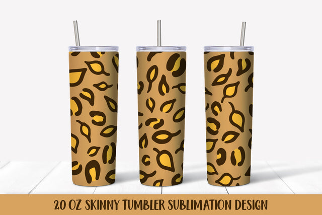 Autumn Leaves Leopard Print Tumbler Sublimation Wrap Design Sublimation LaBelezoka 