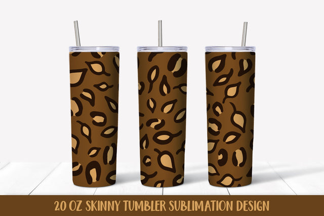 Autumn Leaves Leopard Print Tumbler Wrap Sublimation Design Sublimation LaBelezoka 