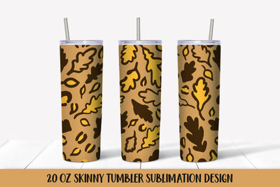 Autumn Leaves Leopard Print Tumbler Wrap Sublimation Sublimation LaBelezoka 