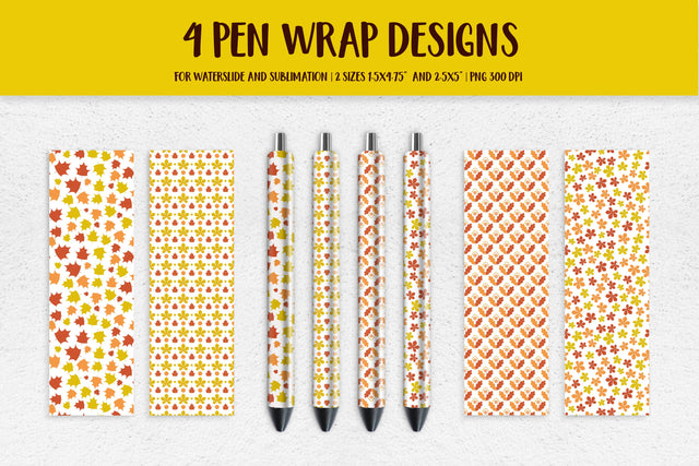 Autumn Leaves Pen Wrap Sublimation or Waterslide. 4 Designs Sublimation LaBelezoka 