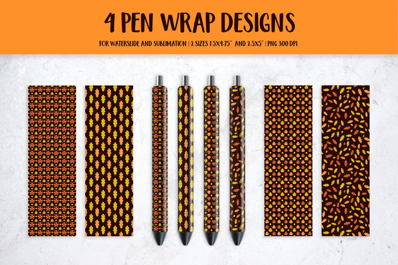 Autumn Leaves Pen Wraps. Fall Pen Wrap 4 Designs Sublimation LaBelezoka 