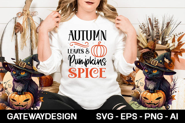 Autumn Leaves & Pumpkins Spice svg design SVG designmaster24 
