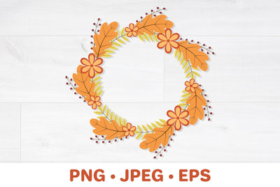 Autumn leaves round frame, Fall wreath sublimation design Sublimation LaBelezoka 