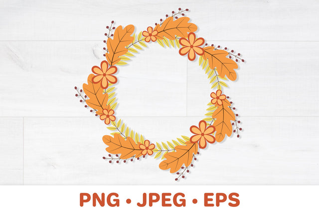 Autumn leaves round frame, Fall wreath sublimation design Sublimation LaBelezoka 