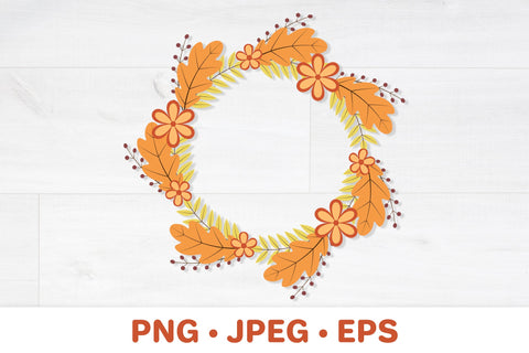 Autumn leaves round frame, Fall wreath sublimation design Sublimation LaBelezoka 