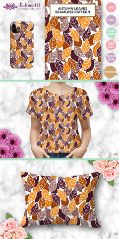 Autumn leaves seamless pattern. Fall digital paper Digital Pattern KatineArt 