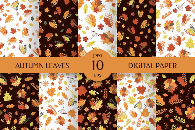 Autumn Leaves Seamless Patterns Digital Paper Bundle Digital Pattern LaBelezoka 